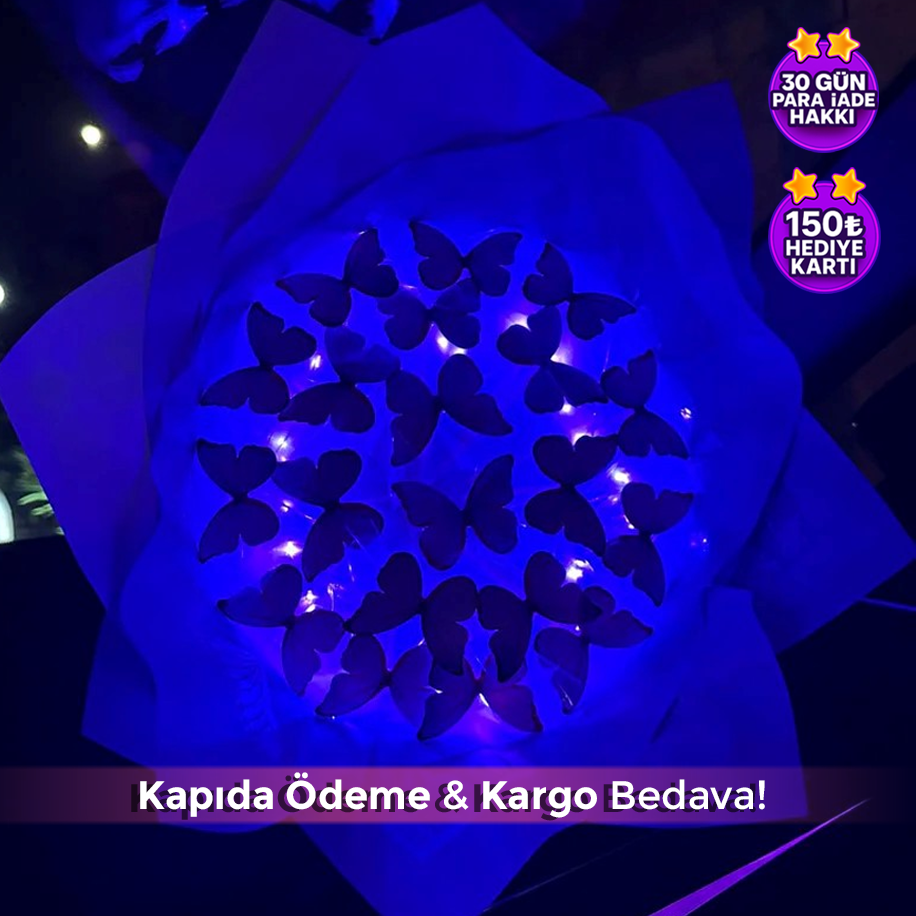 Led Işıklı Kelebek Buketi