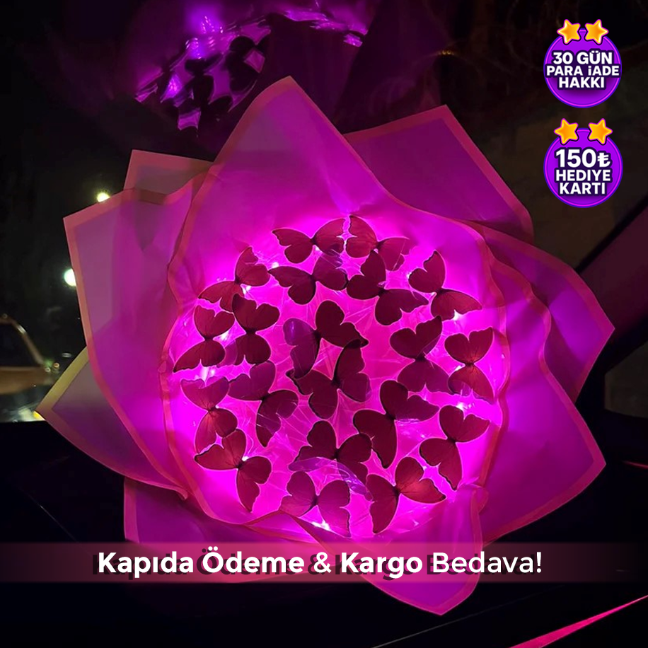 Led Işıklı Kelebek Buketi
