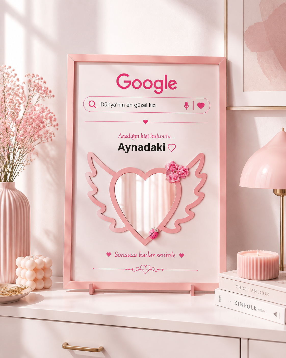 Aynalı Google Posteri (pembe tema)