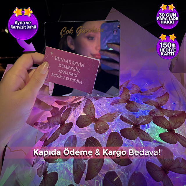 Led Işıklı Kelebek Buketi